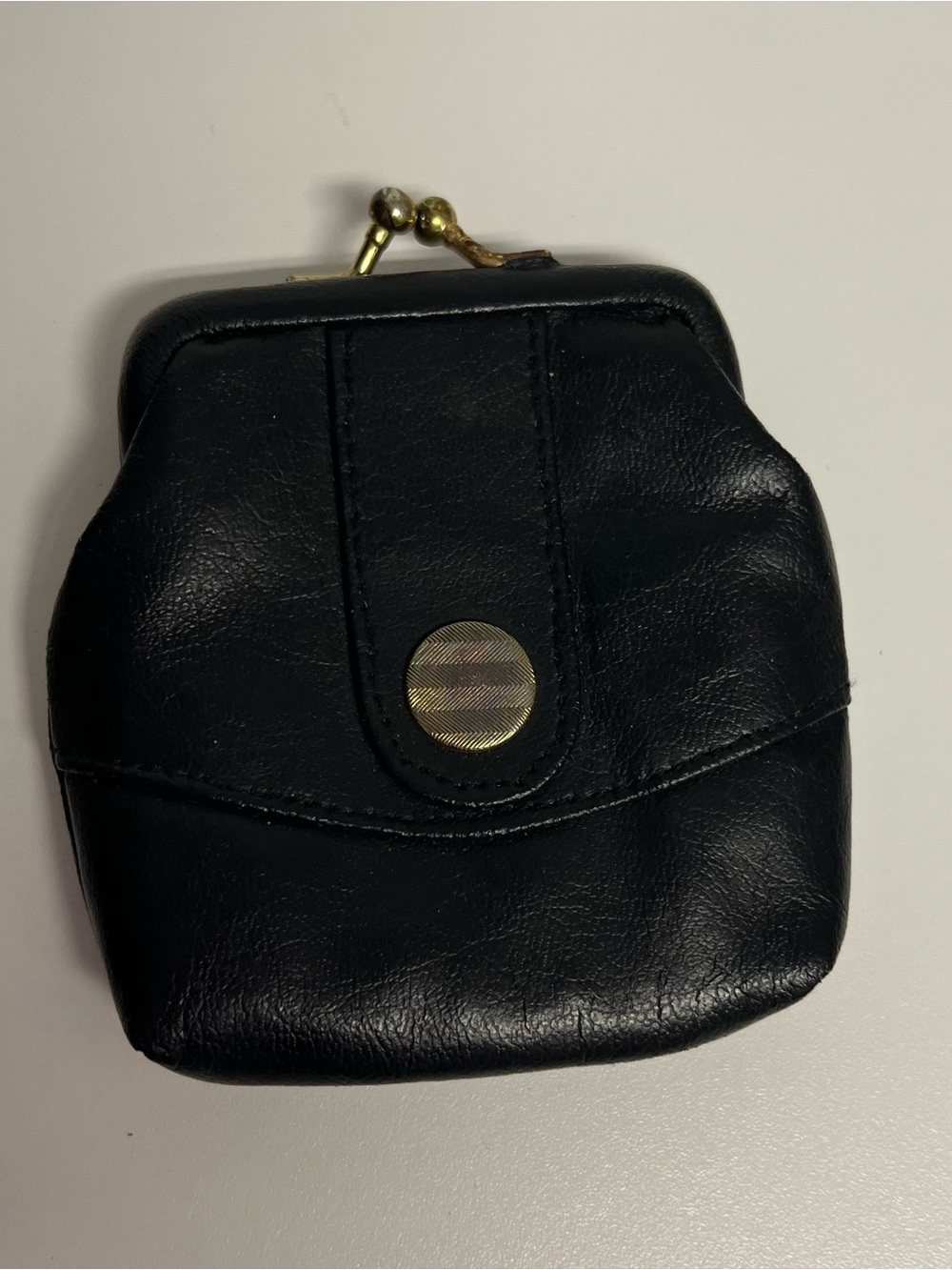 Vintage Black Leather Coin Purse